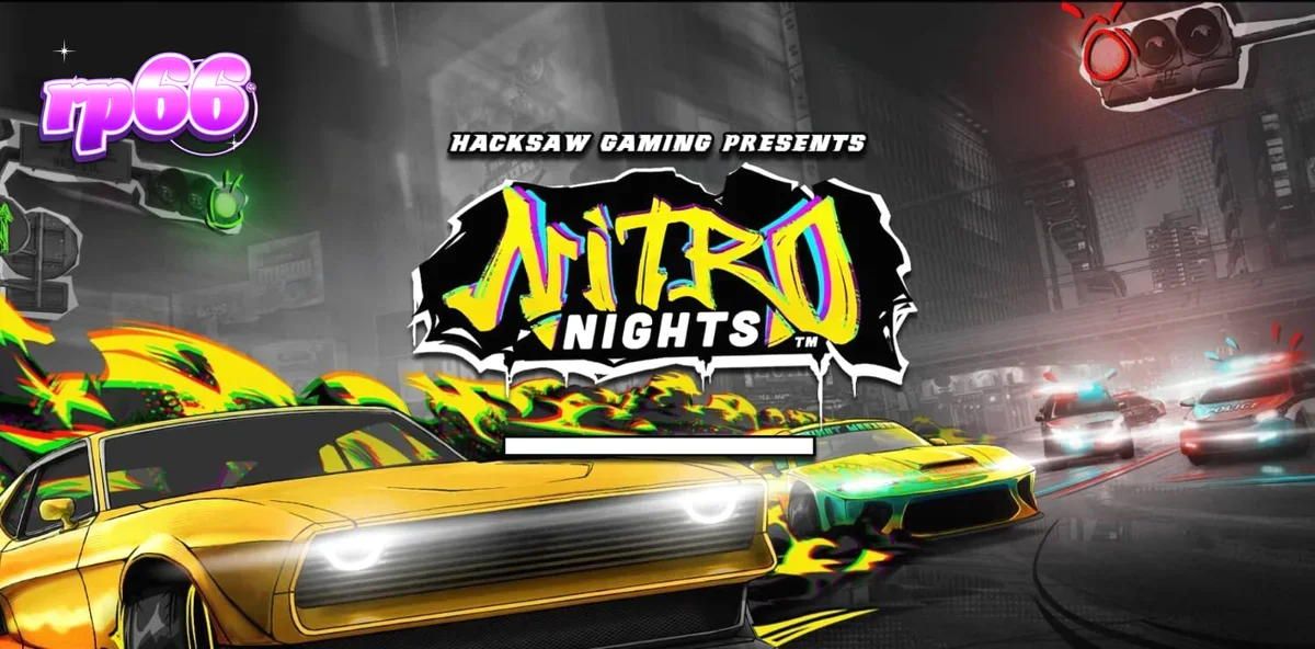 Tampilan visual neon dan mobil balap dalam slot Nitro Nights